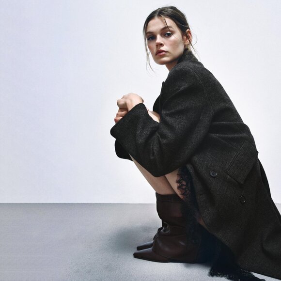 Zara Leather Gaiter Ankle Boots 1123/610/022 - Picture 3 of 9